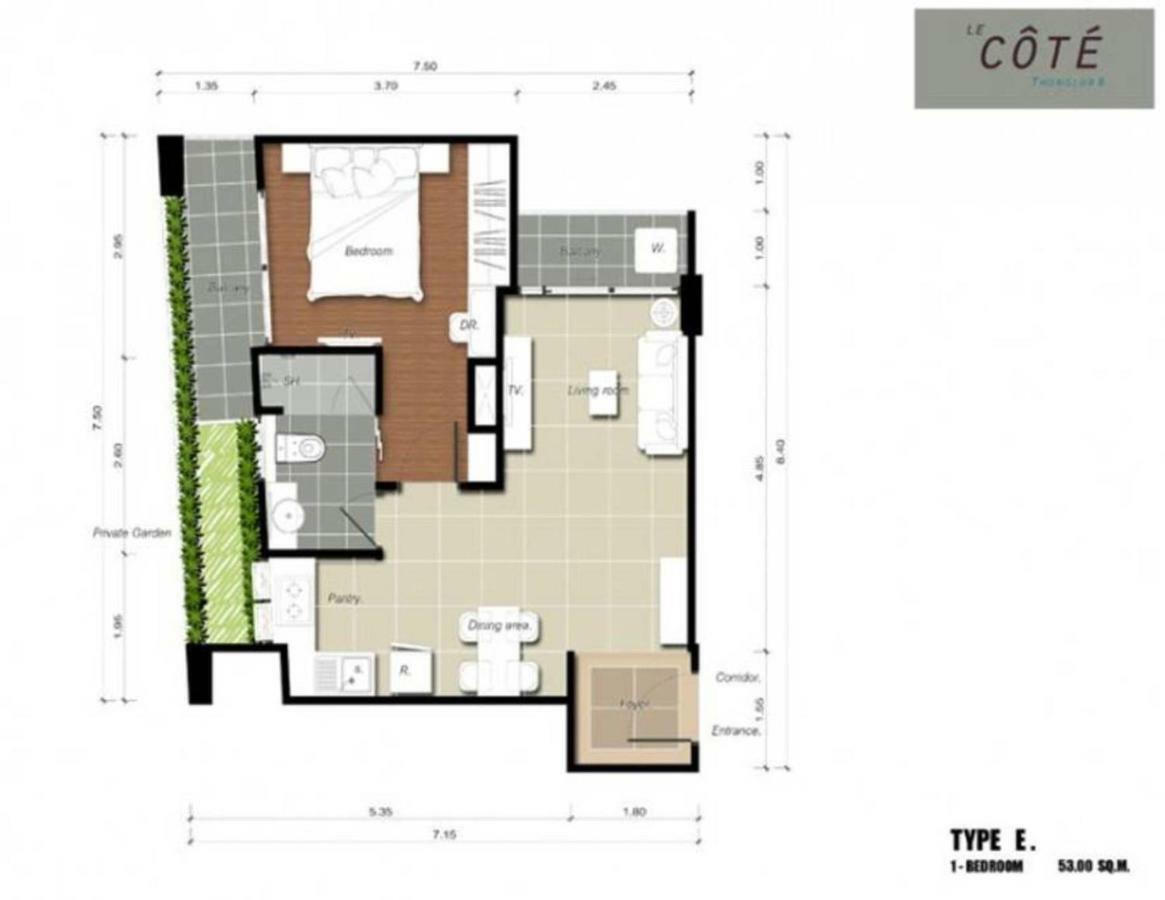 Le Cote, Thonglor Soi 8, Floor 2 Balcony 55sqm Bangkok